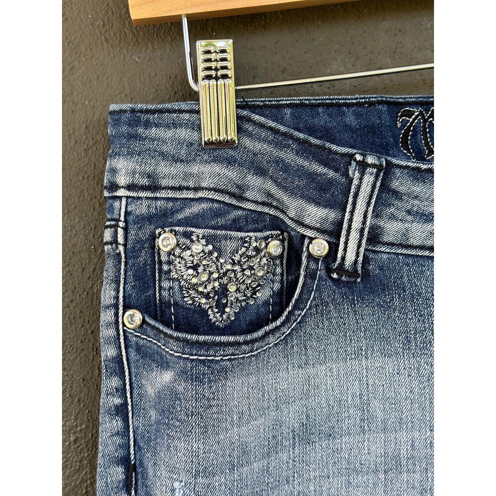 Vintage Y2K Montana Jeans Women's 9/10 Bedazzled Pockets Low-Rise Skinny Denim - Picture 3 of 10